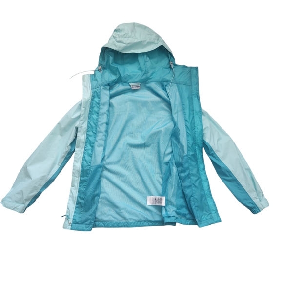 Columbia Women's Gorpcore Waterproof Full Zip Nylon Windbreaker Hoodie Aqua XS - Picture 8 of 13